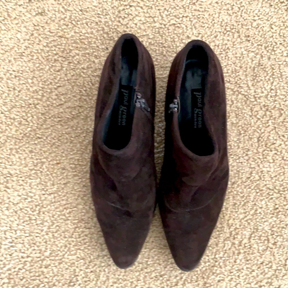Paul Green suede brown bootie size 7.5 handmade with 2” heels